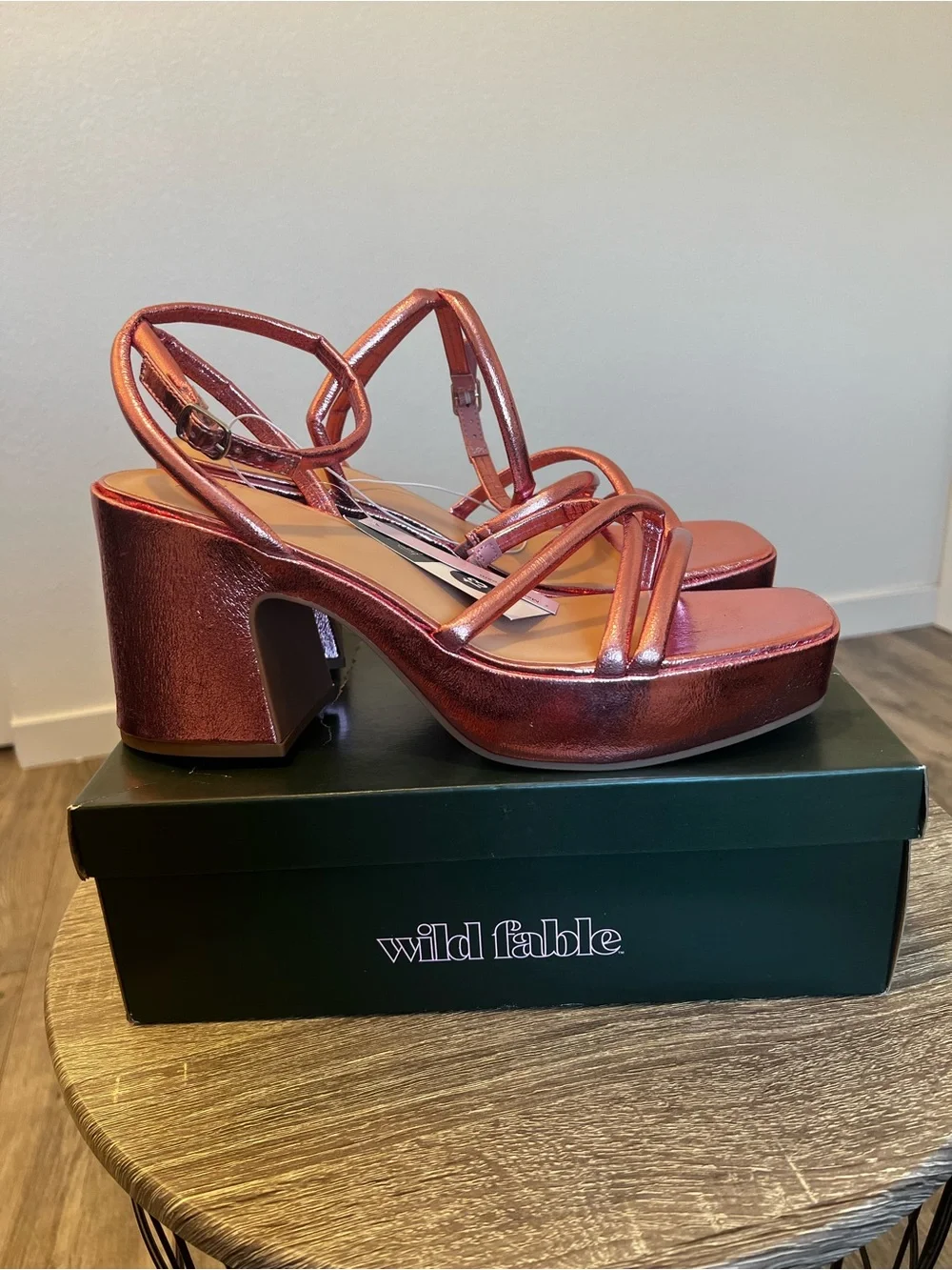 NWT Y2K Wild Fable Pink Metallic Platform Chunky Block High Heel- Size 13